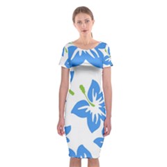 Hibiscus Wallpaper Flowers Floral Classic Short Sleeve Midi Dress by Celenk