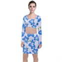 Hibiscus Wallpaper Flowers Floral Long Sleeve Crop Top & Bodycon Skirt Set View1