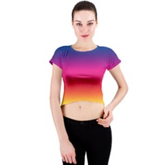 Spectrum Background Rainbow Color Crew Neck Crop Top by Celenk