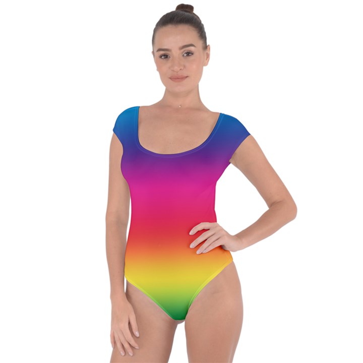 Spectrum Background Rainbow Color Short Sleeve Leotard 