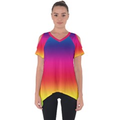 Spectrum Background Rainbow Color Cut Out Side Drop Tee