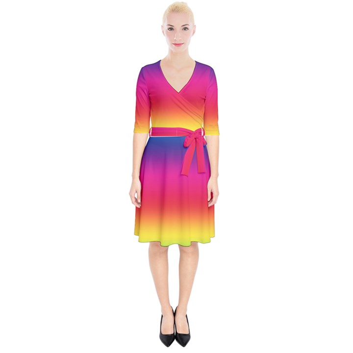 Spectrum Background Rainbow Color Wrap Up Cocktail Dress