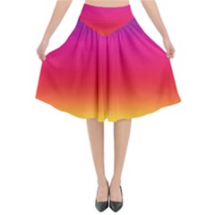 Spectrum Background Rainbow Color Flared Midi Skirt by Celenk