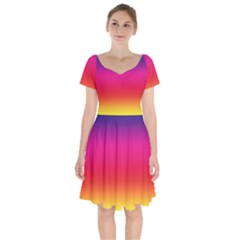 Spectrum Background Rainbow Color Short Sleeve Bardot Dress by Celenk