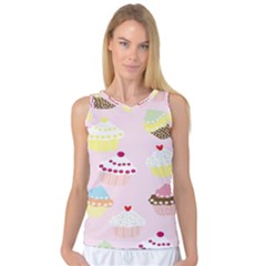 Cupcakes Wallpaper Paper Background Women s Basketball Tank Top by Celenk