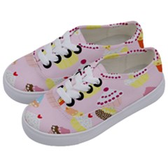 Cupcakes Wallpaper Paper Background Kids  Classic Low Top Sneakers by Celenk