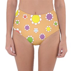 Floral Flowers Retro 1960s 60s Reversible High-waist Bikini Bottoms by Celenk