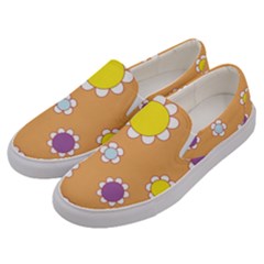 Floral Flowers Retro 1960s 60s Men s Canvas Slip Ons