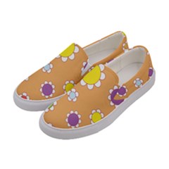 Floral Flowers Retro 1960s 60s Women s Canvas Slip Ons