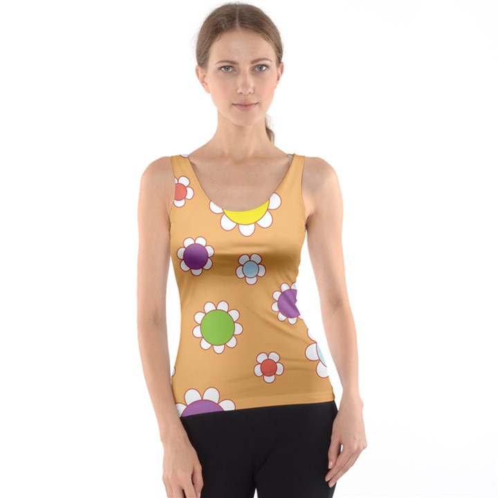 Floral Flowers Retro 1960s 60s Tank Top