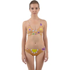 Floral Flowers Retro 1960s 60s Wrap Around Bikini Set