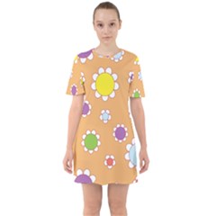 Floral Flowers Retro 1960s 60s Sixties Short Sleeve Mini Dress