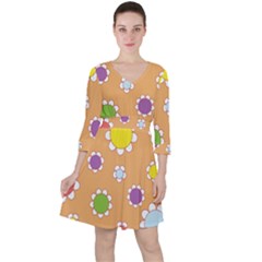 Floral Flowers Retro 1960s 60s Ruffle Dress