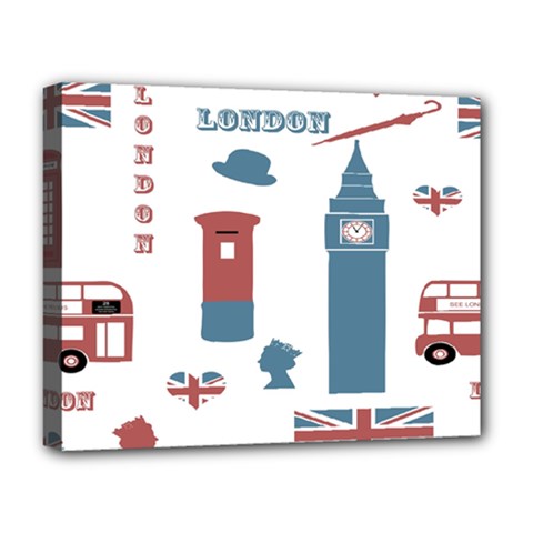 London Icons Symbols Landmark Deluxe Canvas 20  X 16   by Celenk