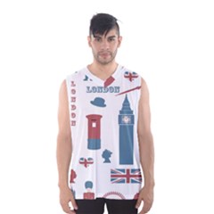 London Icons Symbols Landmark Men s Basketball Tank Top by Celenk