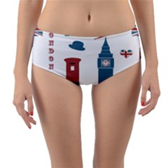 London Icons Symbols Landmark Reversible Mid-waist Bikini Bottoms