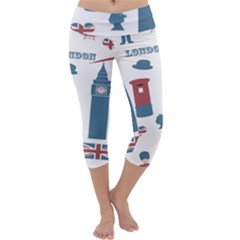 London Icons Symbols Landmark Capri Yoga Leggings by Celenk