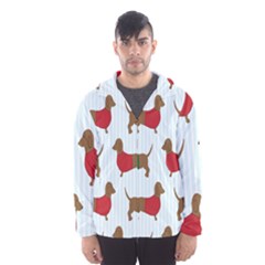 Dachshund Dog Cartoon Art Hooded Wind Breaker (men) by Celenk