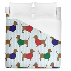 Dachshund Dog Cartoon Art Duvet Cover (Queen Size)