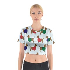 Dachshund Dog Cartoon Art Cotton Crop Top