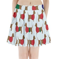 Dachshund Dog Cartoon Art Pleated Mini Skirt