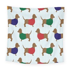 Dachshund Dog Cartoon Art Square Tapestry (Large)