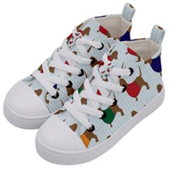 Dachshund Dog Cartoon Art Kid s Mid-top Canvas Sneakers