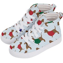 Dachshund Dog Cartoon Art Kid s Hi-top Skate Sneakers