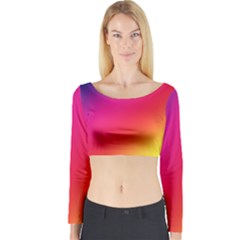 Spectrum Background Rainbow Color Long Sleeve Crop Top by Celenk