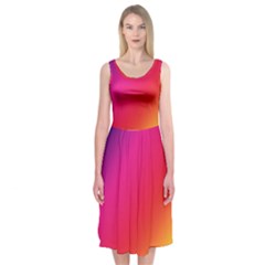 Spectrum Background Rainbow Color Midi Sleeveless Dress by Celenk