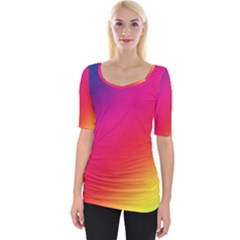 Spectrum Background Rainbow Color Wide Neckline Tee