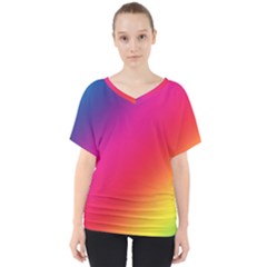 Spectrum Background Rainbow Color V-neck Dolman Drape Top