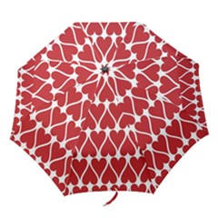 Hearts Pattern Seamless Red Love Folding Umbrellas by Celenk