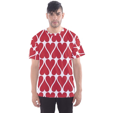 Hearts Pattern Seamless Red Love Men s Sports Mesh Tee by Celenk