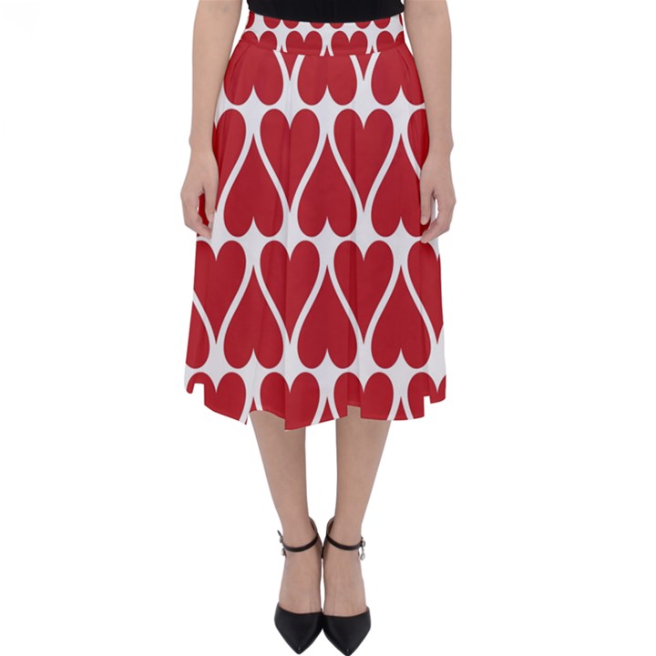 Hearts Pattern Seamless Red Love Folding Skater Skirt