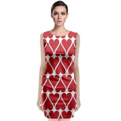 Hearts Pattern Seamless Red Love Classic Sleeveless Midi Dress by Celenk