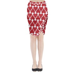 Hearts Pattern Seamless Red Love Midi Wrap Pencil Skirt by Celenk