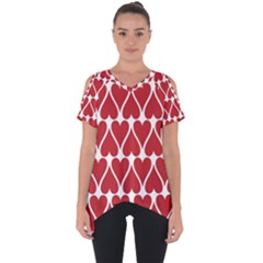 Hearts Pattern Seamless Red Love Cut Out Side Drop Tee