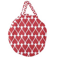 Hearts Pattern Seamless Red Love Giant Round Zipper Tote