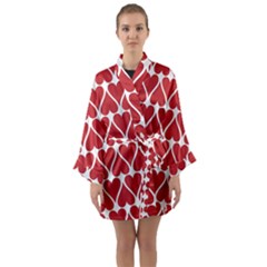 Hearts Pattern Seamless Red Love Long Sleeve Kimono Robe