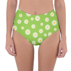 Daisy Flowers Floral Wallpaper Reversible High-waist Bikini Bottoms by Celenk