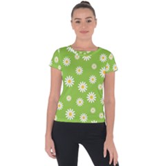 Daisy Flowers Floral Wallpaper Short Sleeve Sports Top 