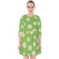 Daisy Flowers Floral Wallpaper Smock Dress by Celenk