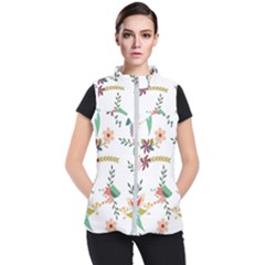 Floral Backdrop Pattern Flower Women s Puffer Vest