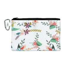 Floral Backdrop Pattern Flower Canvas Cosmetic Bag (medium)