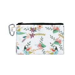 Floral Backdrop Pattern Flower Canvas Cosmetic Bag (small) by Celenk