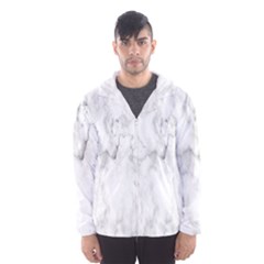 White Background Pattern Tile Hooded Wind Breaker (men) by Celenk