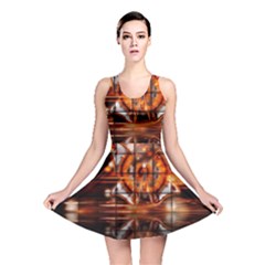 Butterfly Brown Puzzle Background Reversible Skater Dress by Celenk