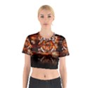 Butterfly Brown Puzzle Background Cotton Crop Top View1