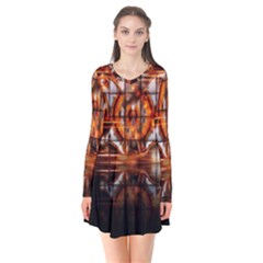 Butterfly Brown Puzzle Background Flare Dress by Celenk